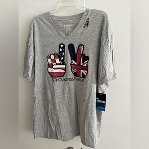 With Tags. Mens Grey Speedo T shirt XXL. Red White & Blue USA & UK Flags.